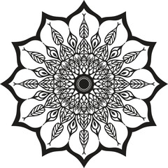 Intricate Black and White Mandala Design for Meditation and Relaxation