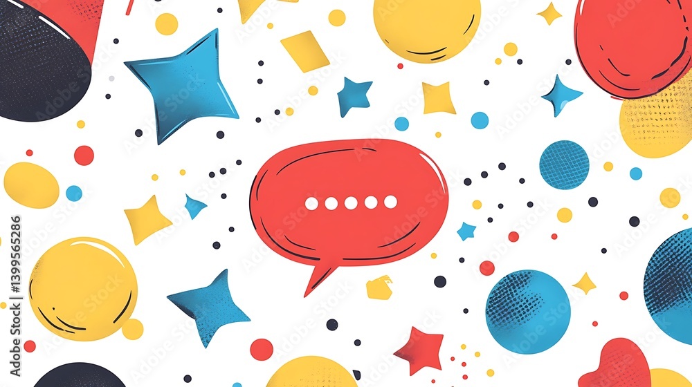 Poster colorful abstract background with speech bubbles and shapes
