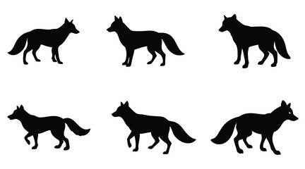 Fox Silhouettes Collection - Featuring Various Poses for Illustrations, Logos, and Nature Projects