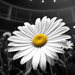 daisy on black background