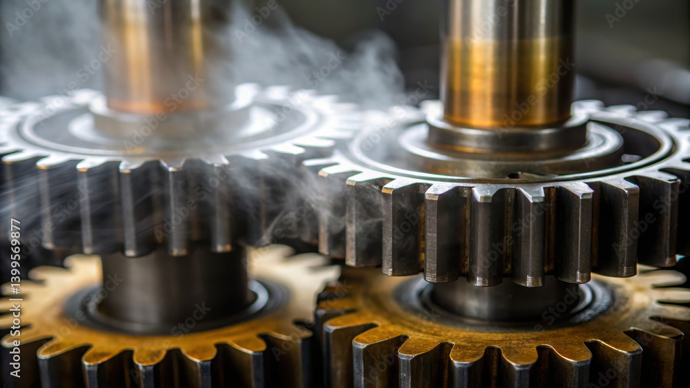 Aufkleber gears in motion create powerful engine concept where lubricant plays crucial role in ensuring smooth