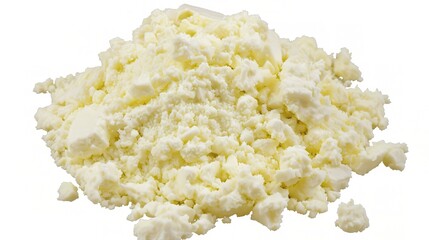 An appealing display of feta cheese is attractively presented. The feta cheese, a well - known Greek cheese, features white, creamy blocks