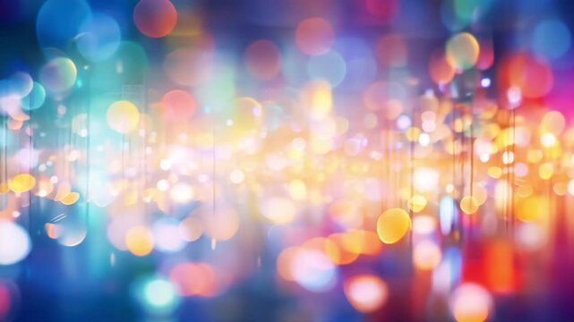 Enchanting Bokeh: An alluring arrangement of vibrant, blurred lights creates a magical ambiance, casting a spell of color and charm, inspiring happiness and celebration.