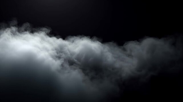 A dense fog effect gently rolls across a deep black background