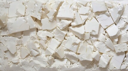 An appealing display of feta cheese is attractively presented. The feta cheese, a well - known Greek cheese, features white, creamy blocks