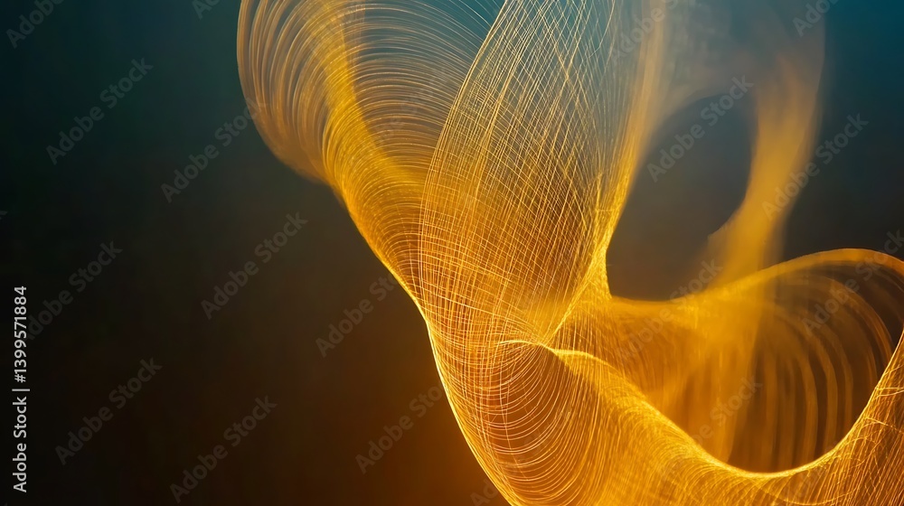 Aufkleber abstract swirling golden threads against a dark background. dynamic, flowing lines create a sense of