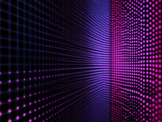 Obraz premium Digital Grid: A vibrant digital grid composed of countless glowing dots creates an abstract, immersive environment, blending the beauty of technology with artistic design.