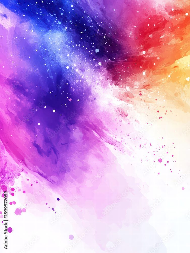 Poster celestial symphony: an abstract cosmic composition explodes with a vibrant palette of colors, portra