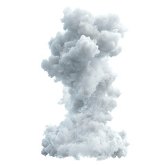 Isolated white cloud explosion effect smoke bomb blast mushroom cloud effect on black background render on transparent background