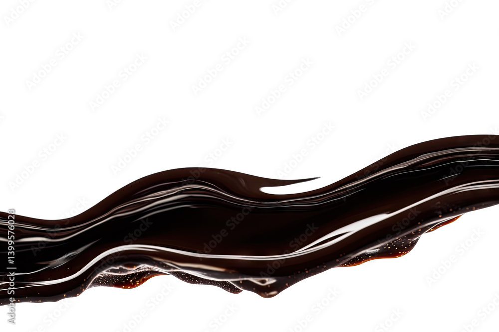Poster a smooth flowing wave of dark liquid against a light background suggesting richness and depth possib