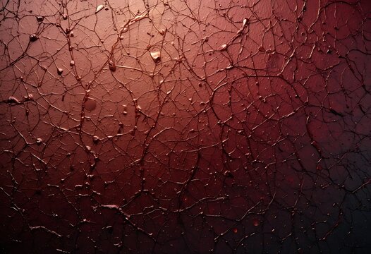 Captivating textural background with rich maroon hues and intricate web patterns