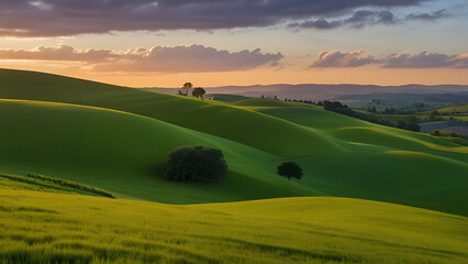  Sunset Over Rolling Green Hills