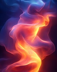 A dynamic promotional poster with abstract fluid shapes flowing seamlessly, accented by bright neon highlights and a deep contrasting background, designed to attract attention instantly.