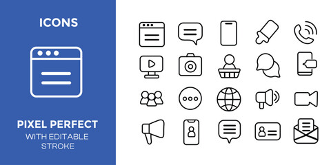 Modern Communication & Web Icons: Pixel-Perfect Vector Set