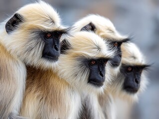 Obraz premium Group of Monkeys in Nature Closeup with Fur Detail