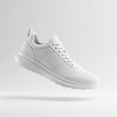 Isolated White Shoe Floating Against White Background