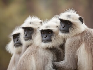 Obraz premium Group of Monkeys Huddled Together in Nature