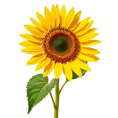 Obraz premium Bright Yellow Sunflower with Large Brown Center – Close-Up Floral Photography with Vibrant Petals 