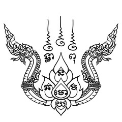 Thai tattoo. Naga tattoo. Thai text translation: protection, wisdom, and good fortune. The lotus, on the other hand, symbolizes purity and rebirth.