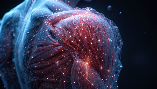 A visual representation of the shoulder's muscular network, highlighting connections.