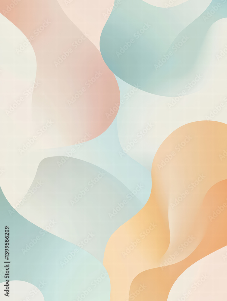 Poster fluid dynamics in pastel tones: an abstract representation of flowing forms and smooth gradients, ev