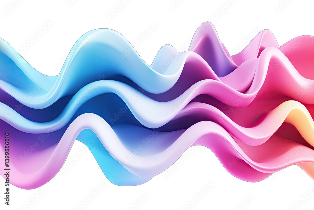 Poster flowing waves of vibrant colors blending shades of blue pink and purple creating a dynamic and visua
