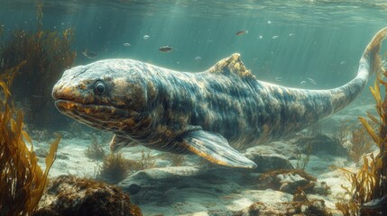 Fototapeta premium Ancient Leviathan: A Digital Reconstruction of a Prehistoric Fish