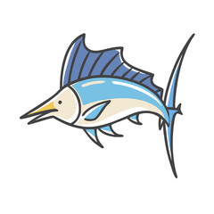 sailfish icon, sailfish vector illustration-simple illustration of sailfish, perfect for sailfish logos and icons