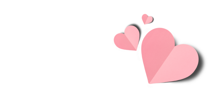 pink paper hearts isolated on transparent background. Valentine's day.