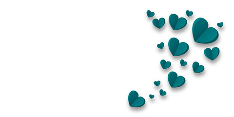 green paper hearts isolated on transparent background. Valentine's day.