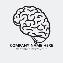 Brain illustration black and white for logo company vector image