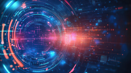 Fototapeta premium Digital Portal: A stunning display of interconnected data streams and a vibrant central point. This design symbolizes the cutting edge of modern technology.
