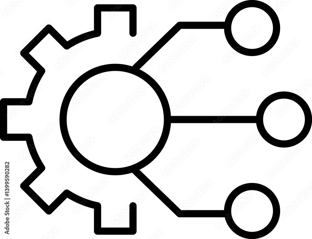 Poster data integration icon. software, api line symbol illustration isolated on white background. circuit 