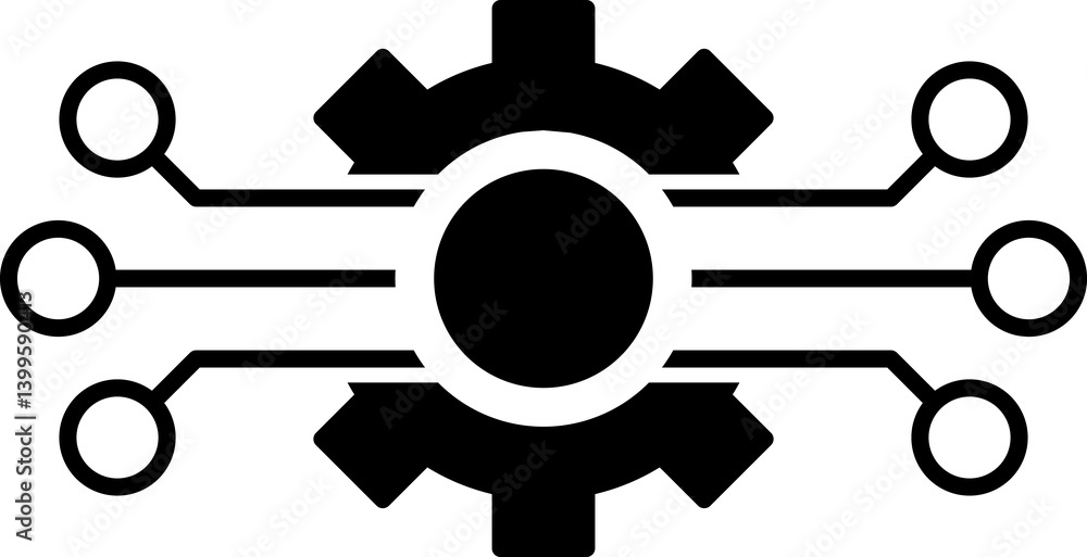 Poster data integration icon. software, api line symbol illustration isolated on white background. circuit 