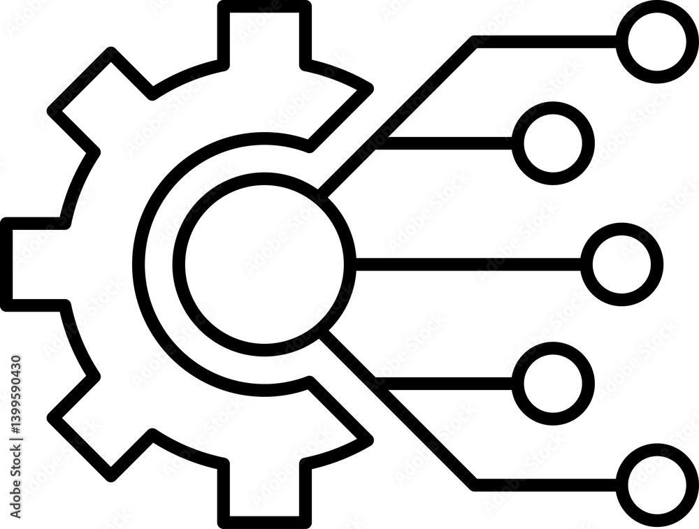 Poster data integration icon. software, api line symbol illustration isolated on white background. circuit 