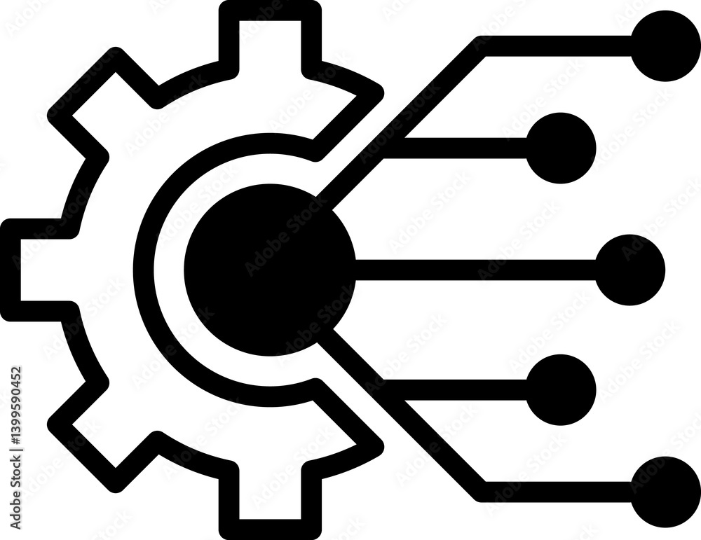 Poster data integration icon. software, api line symbol illustration isolated on white background. circuit 