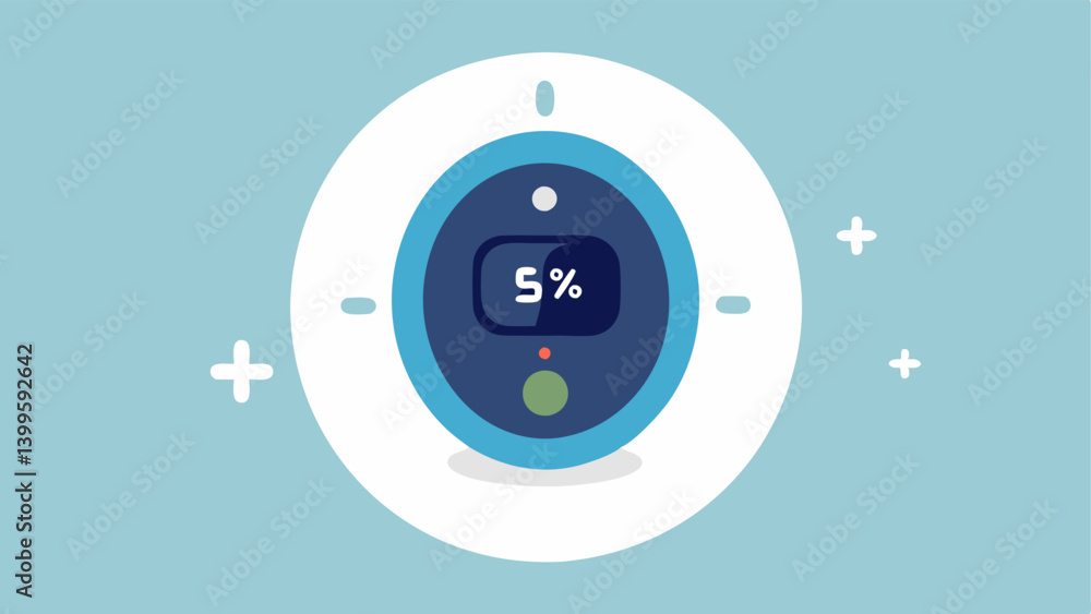 Poster smart thermostat an illustration of a sleek circular thermostat with a digital display showing a war