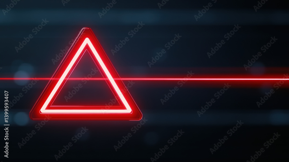 Aufkleber striking concept of red triangular symbol illuminated against dark background, representing caution 