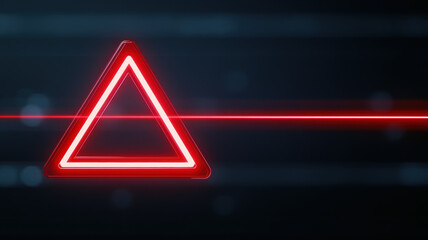 striking concept of red triangular symbol illuminated against dark background, representing caution and alertness in modern design