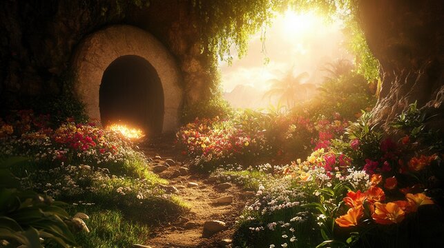 Easter, the holiday of the resurrection of Jesus Christ, Christ is risen, a day in the garden in Jerusalem, Israel