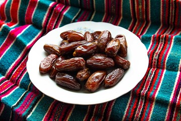 Dates fruit in close up shoot.
