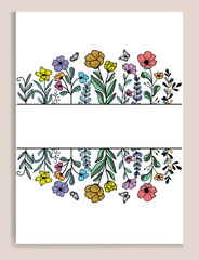 Botanical decorative frame design Hand drawn floral borders and divider with branch vector