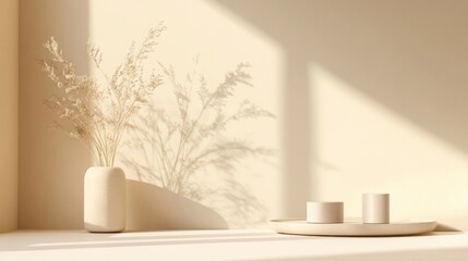 Minimalist beige interior scene