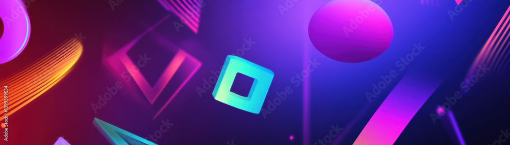 Poster abstract geometric composition: a dynamic composition of abstract geometric shapes and forms, presen