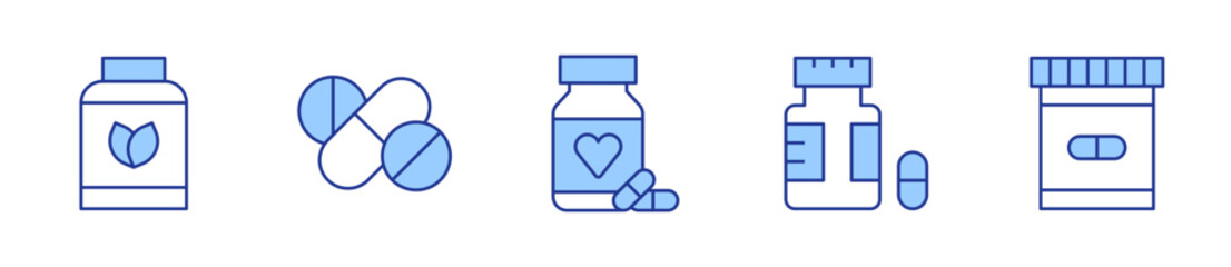 medicine, vegan, pills. Medicine Icon vector illustration. Line Duotone style. Editable stroke