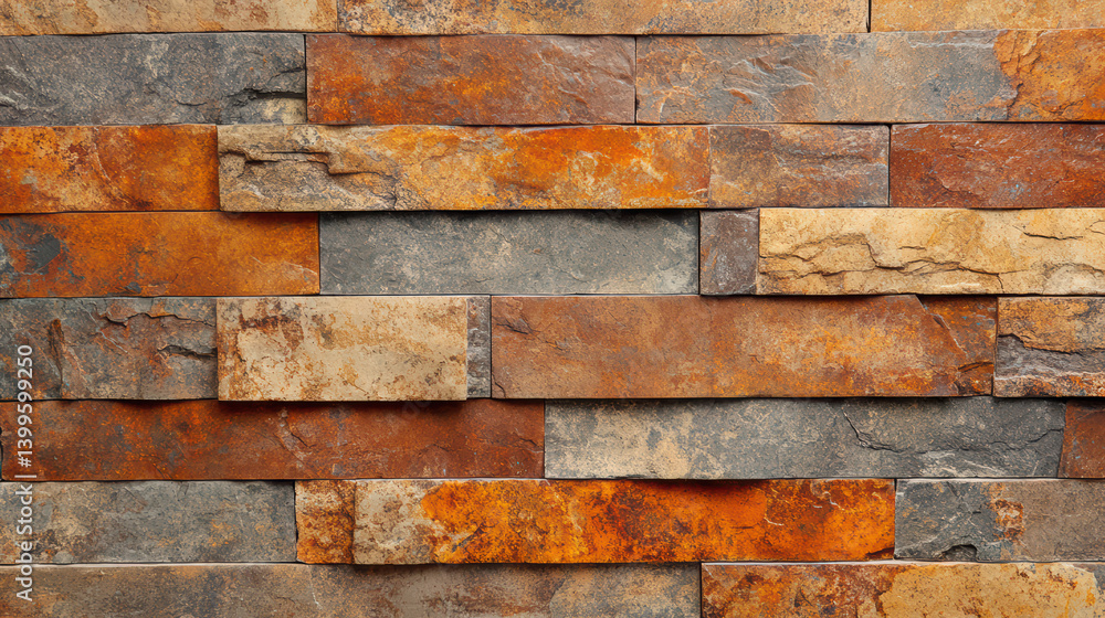 Poster rustic stone wall: a detailed shot showcasing the texture and color variation of a stone wall. its l