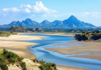 lake and mountains