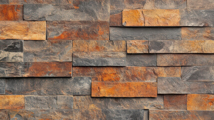 Fototapeta premium Texture of Stone Wall: A close-up shot of a meticulously constructed stone wall, revealing the raw beauty of natural stone, with an intricate pattern and rich color variation.