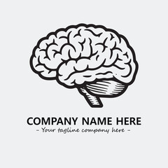 Brain illustration black and white for logo company vector image