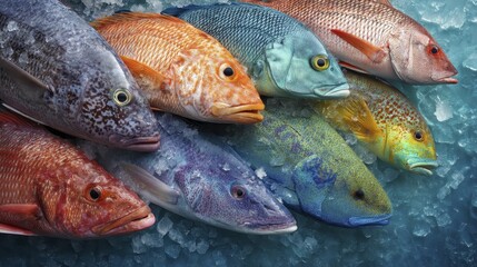 A colorful array of just-caught fish on i-3 - vehicle commercial selling display seafood